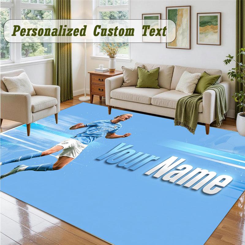 Crystal Velvet Square Rug Custom NameErling Haaland Pattern Non Slip Home Floor Decor Rug