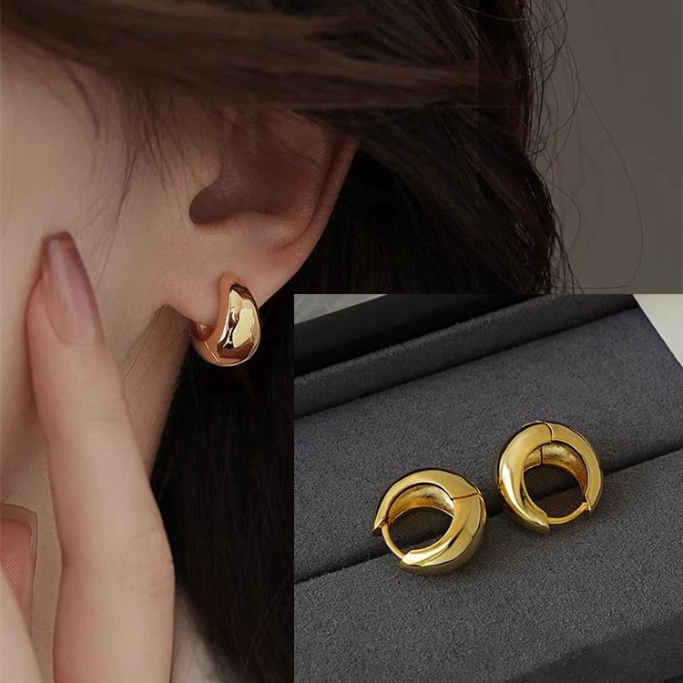 925 Silver Chunky Hoop Earrings for Women Geometric Circle Punk Ear Jewelry Party Gifts New