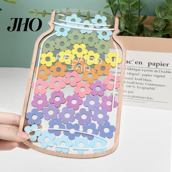 Reward Jar with Stand Wooden 25 Colorful Stars Flowers Kids Students Decoration Potty Training Positive Behavior Chart System Home Classroom