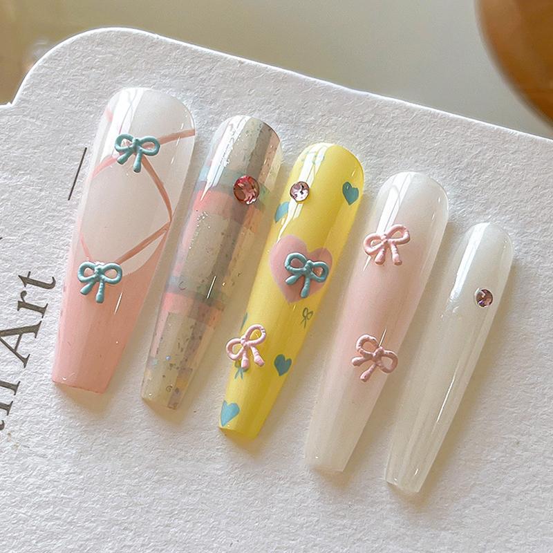 5Pcs Mini Bowkot Nail Charms Colorful 3D Alloy Cute Hallow Bow Nail Art Decorations Manicure Salon Diy Accessoriesgirls Gift
