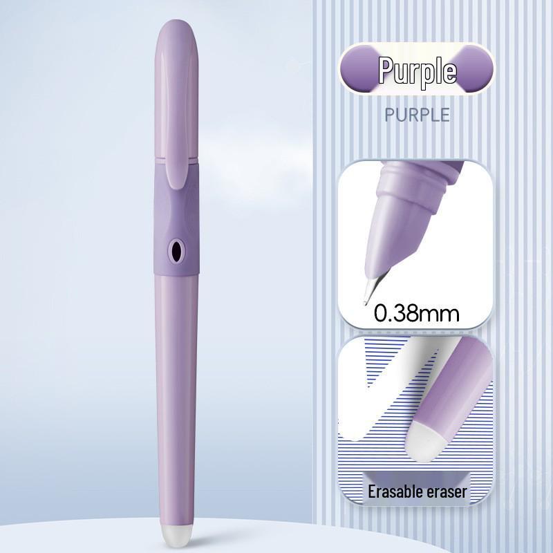 Blue Erasable Fountain Pen for Students with Refillable Heat-Erase Ink and Eraser, Ideal for Writing Practice