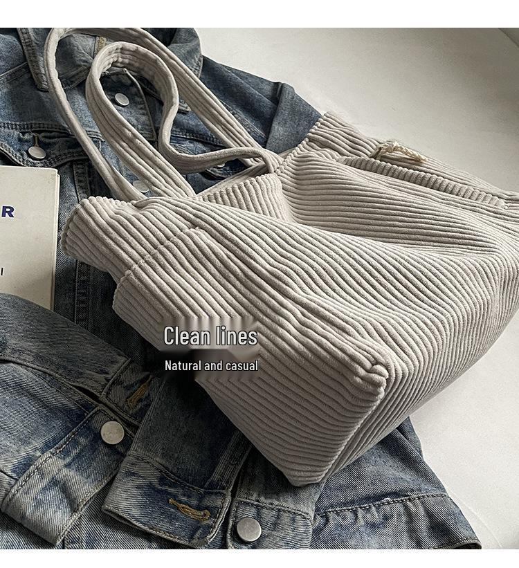Women's Autumn 2025 Versatile Large Capacity Corduroy Shoulder Bag - Fashionable Commute & Casual Use