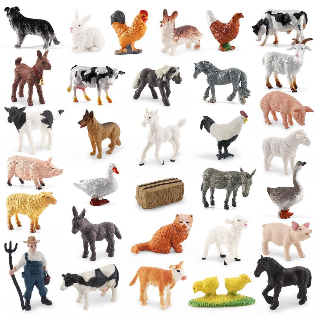 Cross-border Farm Animal Models: Children's Cognitive Toys - Chicken, Duck, Goose, Cow, Sheep, Pig, Horse, Donkey, Cat & Dog
