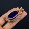 Blue Sapphire Pendant, Handmade Gemstone Pendant, 999 Copper Wire Wrapped Pendant Antique Jewelry, For Engagement Gift