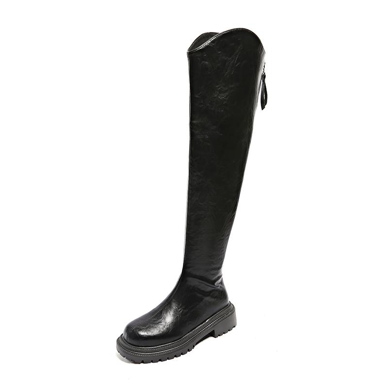 Long Tube Boots For Women 2025 Winter New Height Increasing Knight Boots Thick Heel Retro Long Boots For Women Versatile Women'S