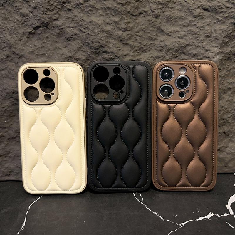Luxury Down Ripple Case for iPhone 15 14 13 12 11 Pro Max 14 15 Plus All-inclusive Fall Protection Cover