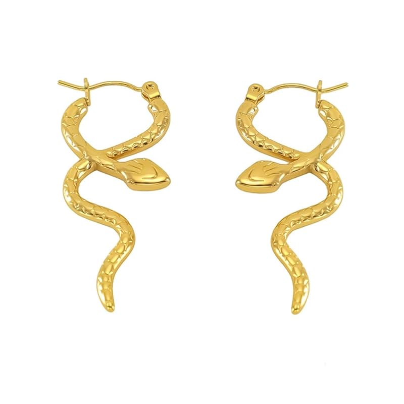 

FH.bird hoop earrings surgical stainless steel snake money luck amulet Compatible with metal allergies ring earrings ladies gold simple Larger