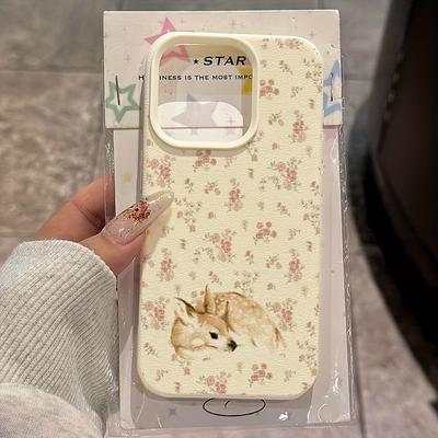 Funda de Teléfono a Prueba de Golpes con Lindo Ciervo y Diseño de Patrón Floral Completo para 11 12 13 14 15 16 17 Pro Max XS XR X 16E 16 Plus 17 Air Cover