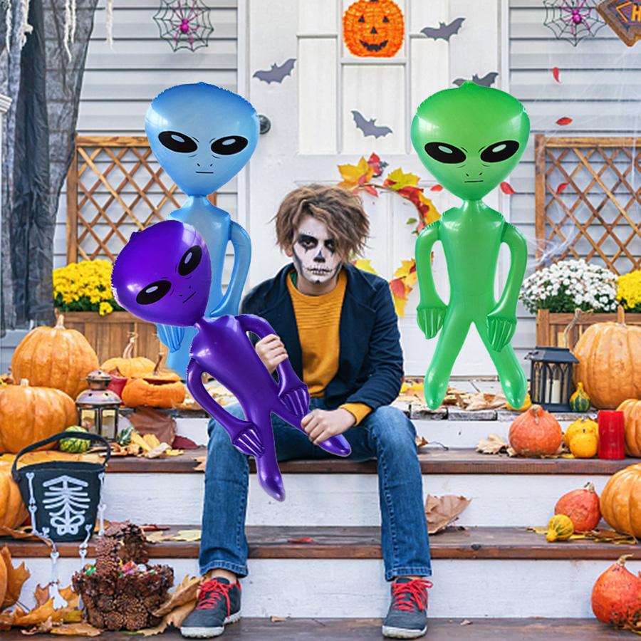 1Pc Inflatable Alien Toy Pvc Alien Model Theme Party Decorative Props Indoor Outdoor Festival Decoration