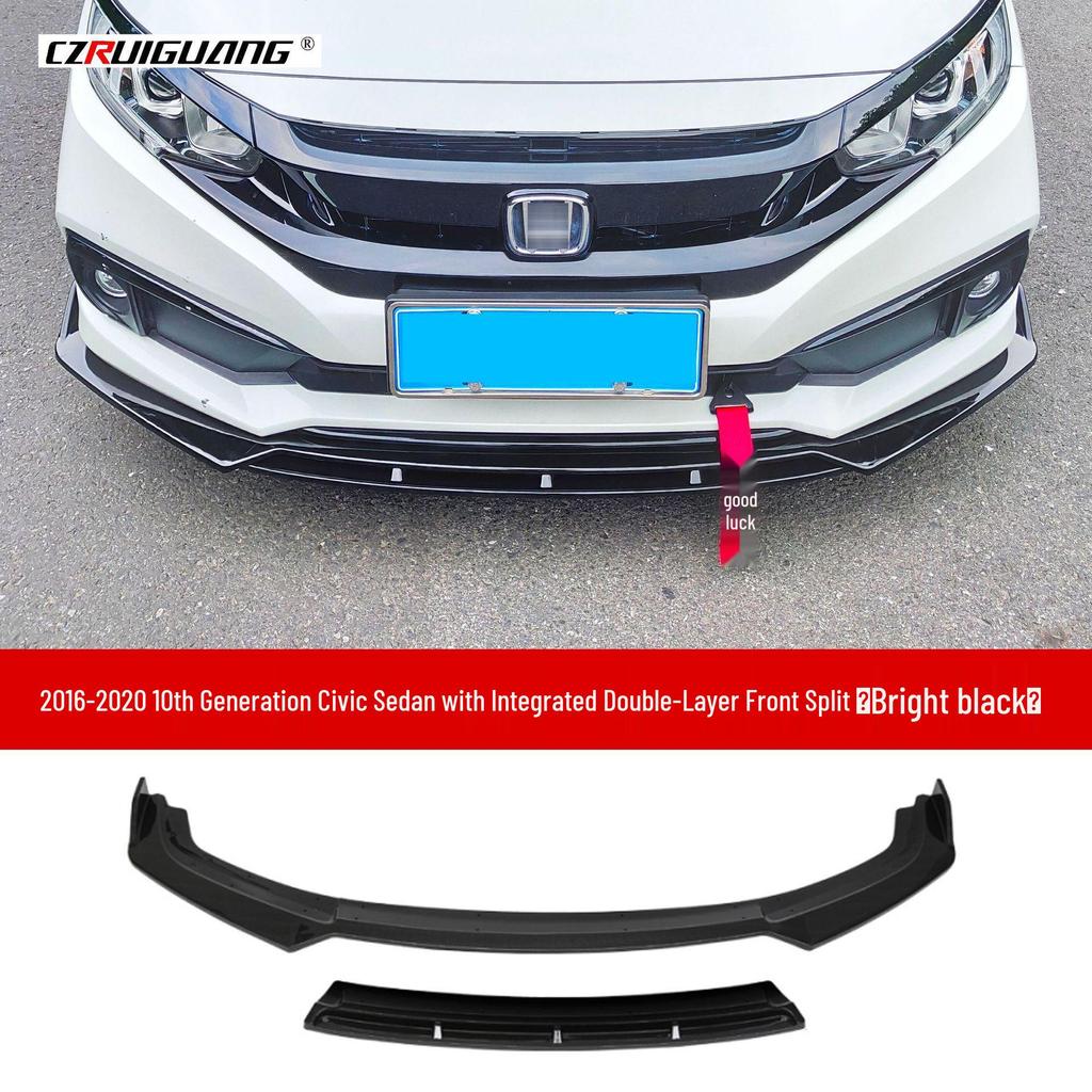 Civic 16th-20th Gen Front Lip Splitter & Rear Spoiler Kit with Double/Single-Layer Side Skirts