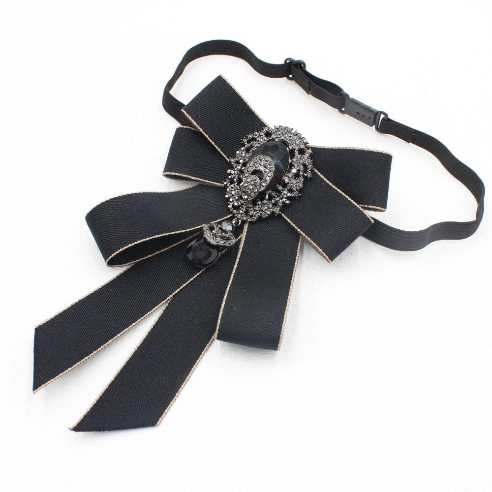 Retro Ribbon Ribbon Bowtie Rhinestone Handmade Ribbon Bow Brooch Crystal Fabric Cloth Art Bow Tie For Men and Women