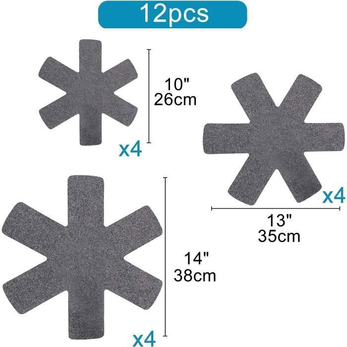 Protections pour poêles - Protège-poêles en Feutre - 12pcs - 3 tailles - Antidérapant - Écologique Multicolore SEPARATEUR