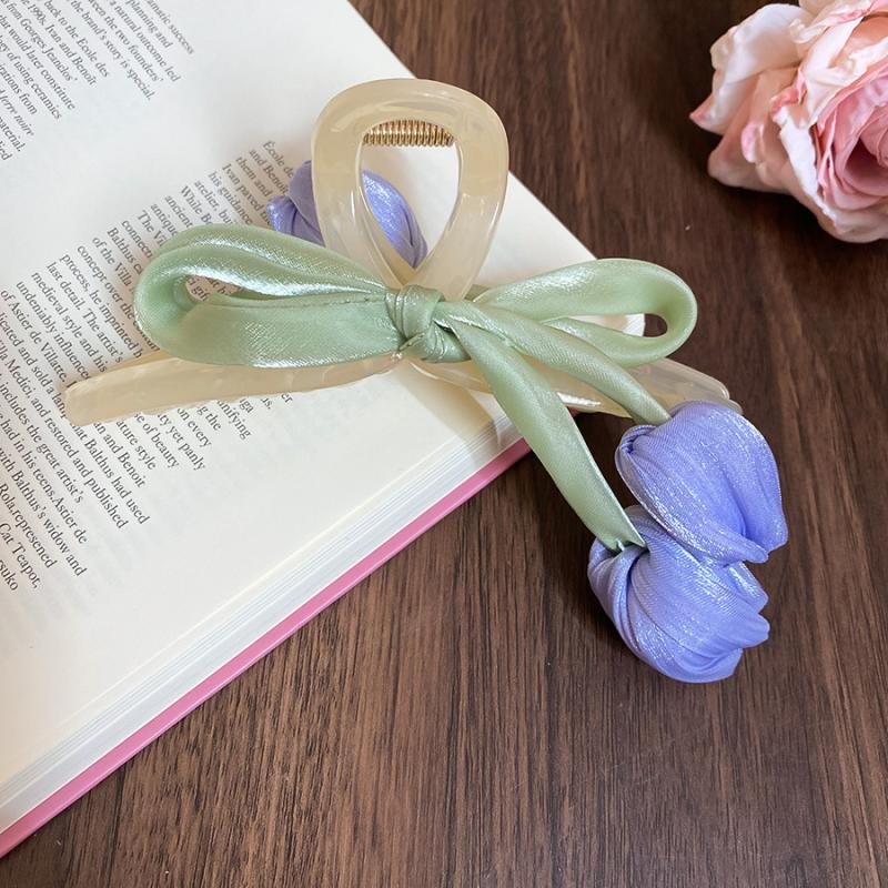 Fashion Sweet Tulip Ribbon Hair Clip For Women Girls Cute Elegant Bow Hair Clip Exquisite Temperament Hair Accessories Gifts A1