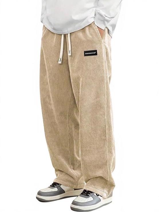 Men's Corduroy Casual Drawstring Wide-Leg Sports Pants