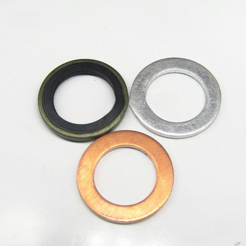 Universal Car Oil Drain Plug Gasket Set: Copper, Aluminum, and Combination Washers for Engine Seal.