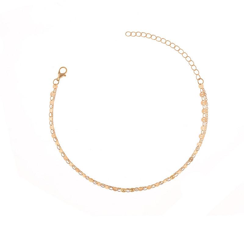 Богемная двуслойная серебряно-золотая цепочка на щиколотку с пайетками для женщин золотой