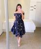 2026 European and American cross-border Amazon ebay dress one-word shoulder irregular off-the-shoulder digital printing medium and long dress