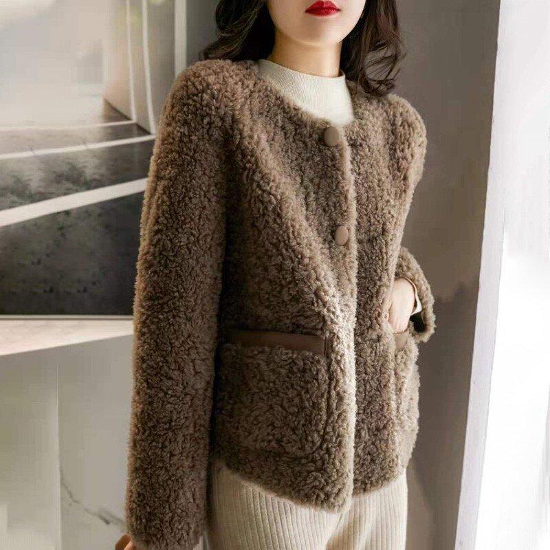 Small Flavour Style Granule Fleece Short Jacket for Women's Autumn and Winter New Top