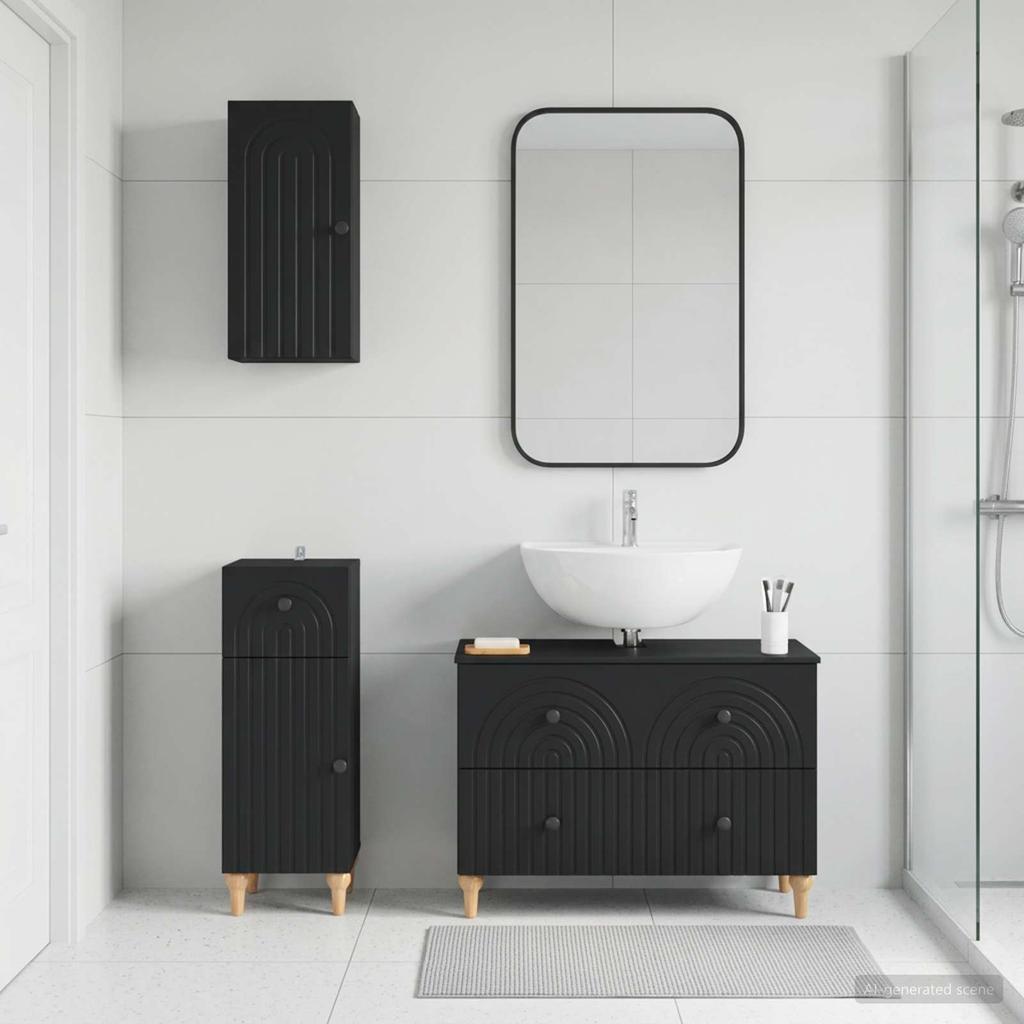3 Piece Bathroom Cabinet System ALKMAAR Black