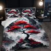 3pcs Chinese Style Bedding Set Misty Scenery Print Cozy Duvet Cover Set King Queen Twin Single Size Birthday Gift Bedroom Decor