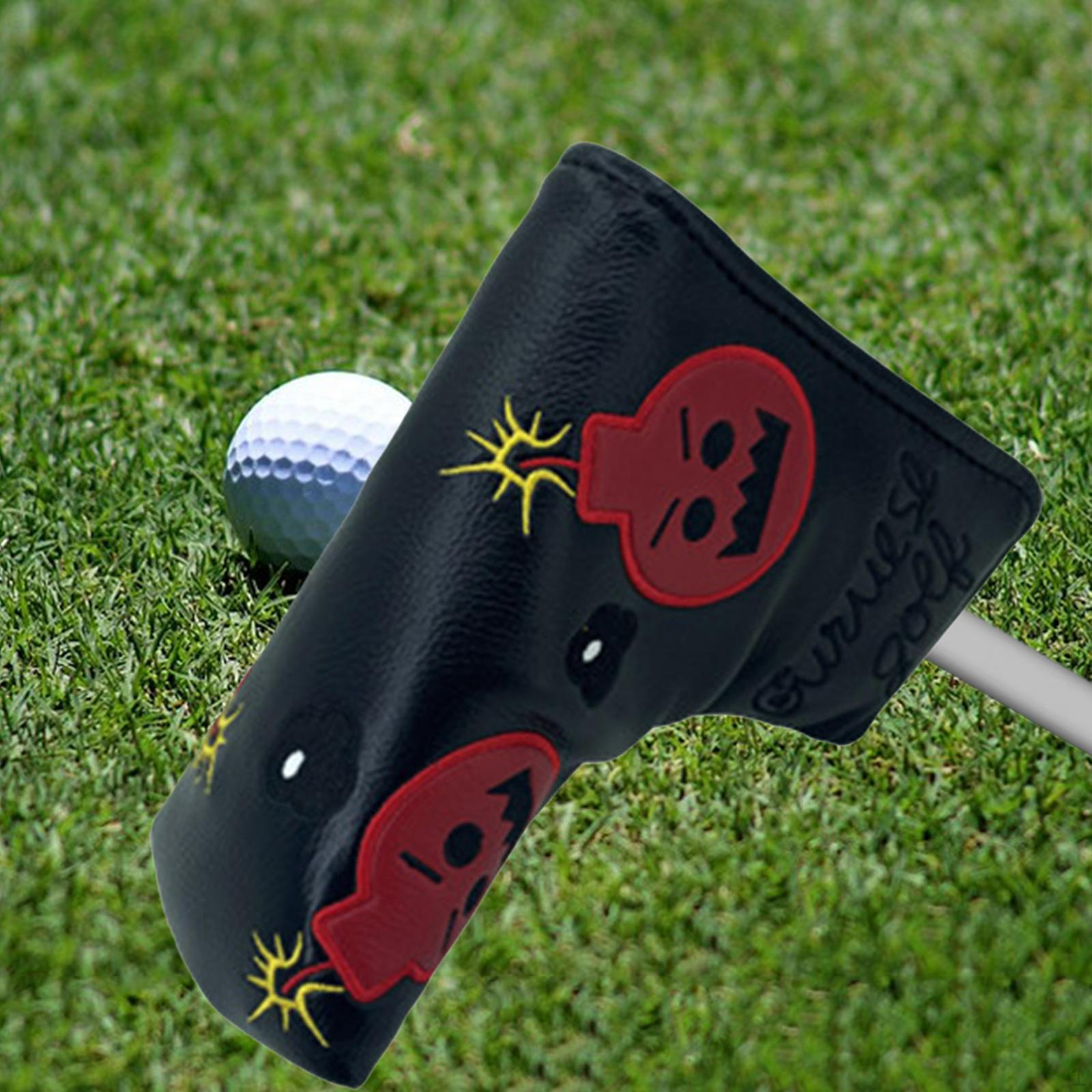 

Golf Club Head Cover Premium PU Leather Fleece Lining Putter Headcover чёрный