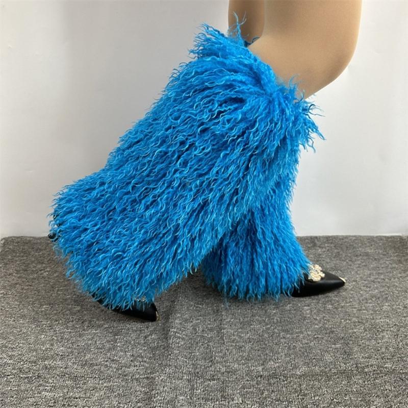 Harajuku Shoes Cuffs Leg Warmer Winter Warm Vintage Solid Color Fuzzy Plush Boots Cover Thick Calf Socks for Womens