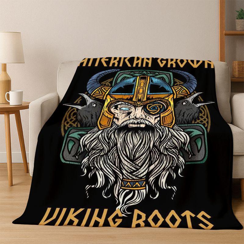Viking WarriorSymbol Valknut Nordic Valhalla Flannel Blanket Soft Warm Throw Blanket for Bedroom Living Room Bed Travel Camping