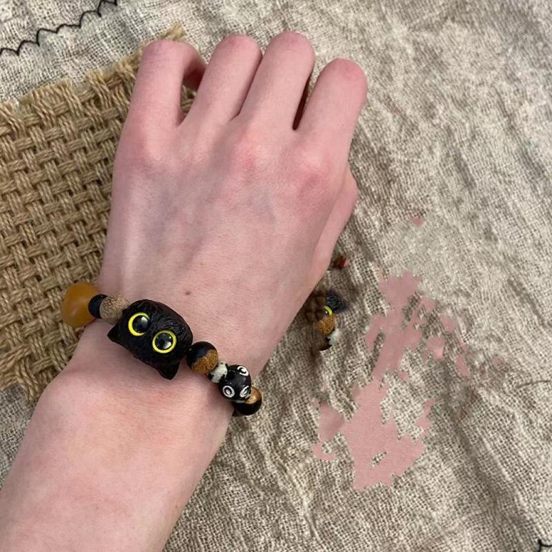 

[Солодкий та прохолодний маленький нявчик] Нішевий дизайн, браслет-кішка з чорного сандалу, подарунок для дівчини від пари~