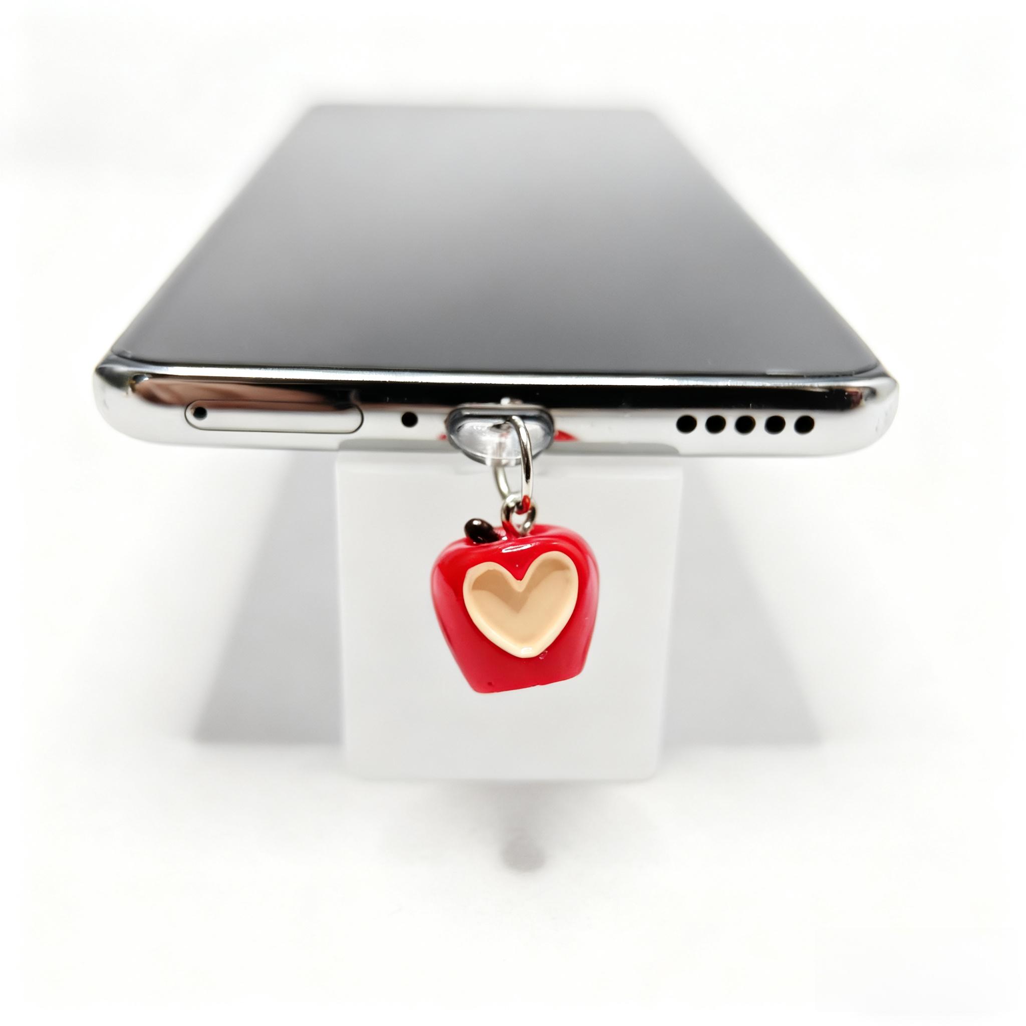 

Mini Heart-Shaped Apple Model Phone Dust Plug, Sweet Style Phone Decoration, Exquisite Phone Accessories, Small Gifts For iPhone5-14