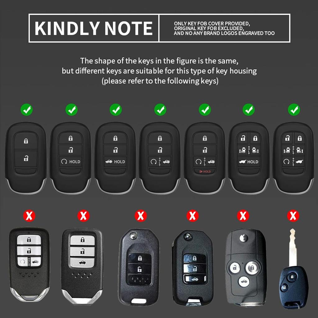 for Honda Key Fob Cover with Keychain,Metal Shell Soft TPU Full Protection Key Case for Honda 2022 2023 Honda Accord Civic HR-V CR-V Pilot Sport SI