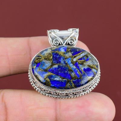 Copper Sodalite Pendant Natural Gemstone Pendant 925 Sterling Silver Pendant Handmade Vintage Pendant Healing Stone Jewelry Gifts For Women