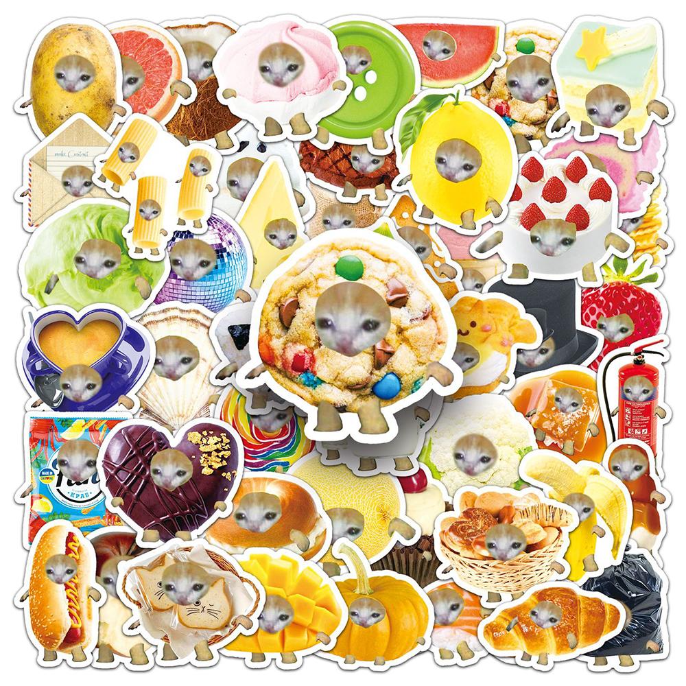 10/30/50pcs Cartoon Funny Food Cat Meme Stickers Cute Graffiti Sticker for Kids Toy DIY Fridge Notebook Phone Waterproof Decals