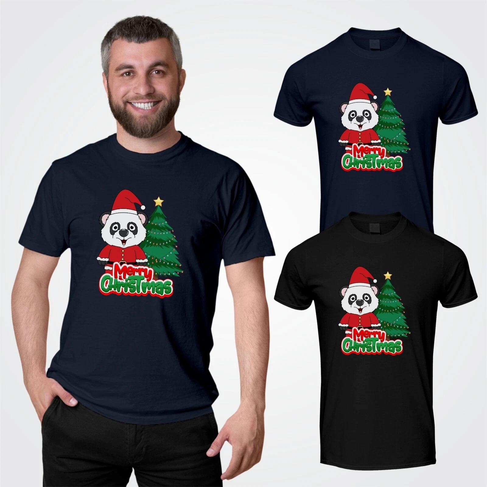Cute Panda Christmas T-Shirt Funny Panda Pet Lovers Panda Fans Xmas Gift Tee Top S