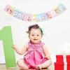 Rainbow Girls 1st Birthday Decorations - Colorful 1 To 12 Months Photo Banner,Newborn Monthly Milestone Photos,Baby Girl First Year Rainbow Themed