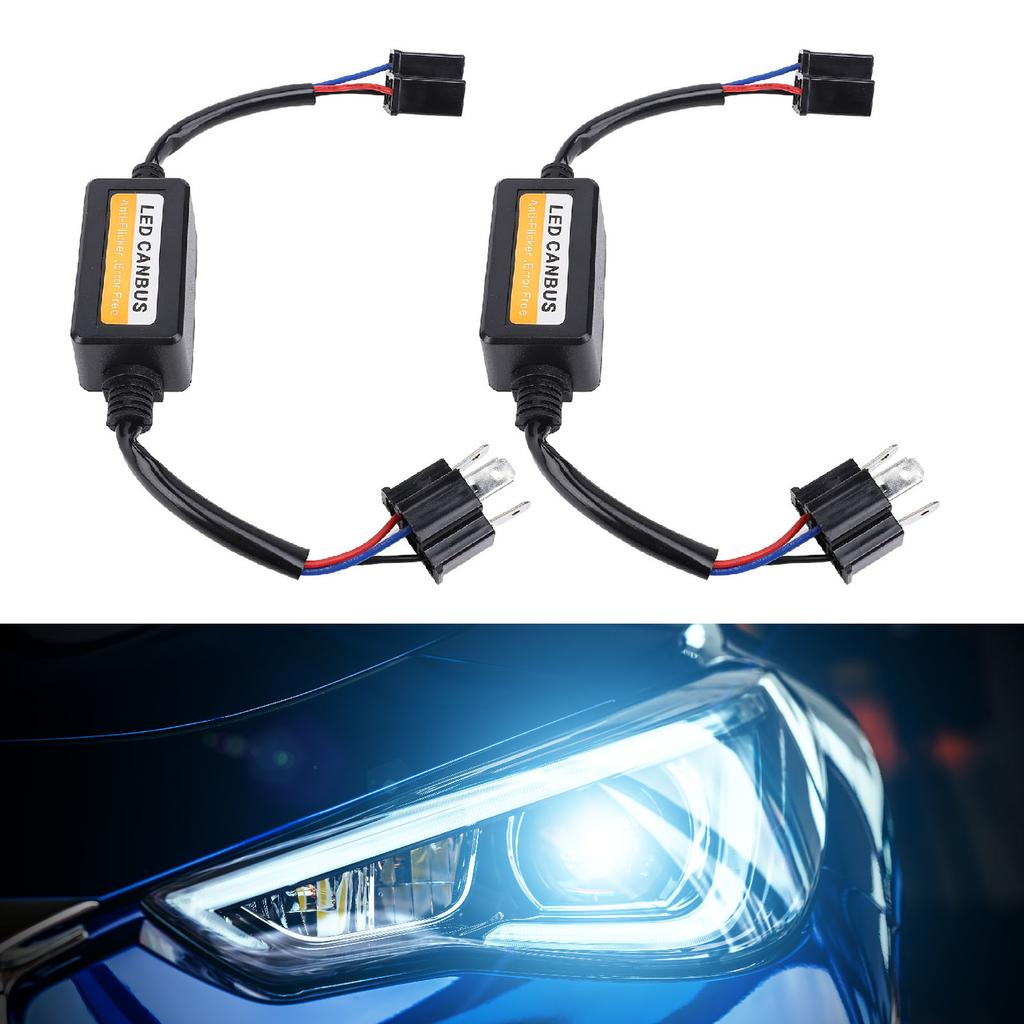 2pcs H4 LED CANbus Decoder DC 9 to 16V Plug and Play Anti Flickering LED Headlight Resistor Decoder