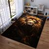 Realistic Lion Portrait Carpet with Fiery Background for Living Room Suitable for use as an anti-slip for living room bedroom sofas