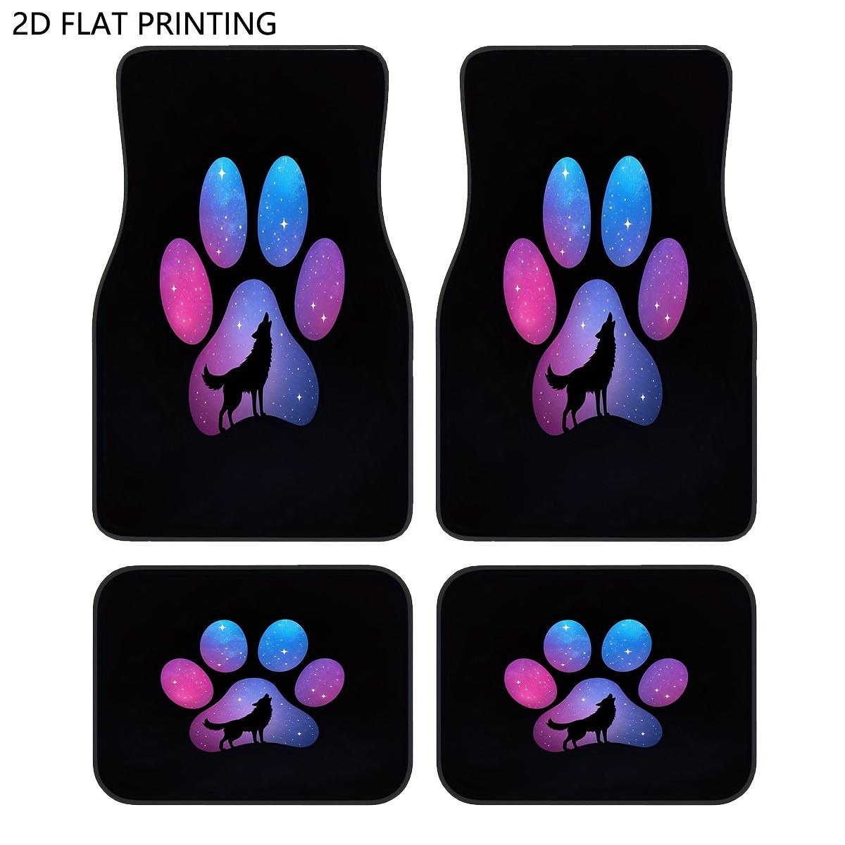 4pcs Car Floor Mats, Galaxy Wolf Paw Print Floor Mats For Cars, Decorative Car Floor Mats, For Car Decorative,Suitable For Most