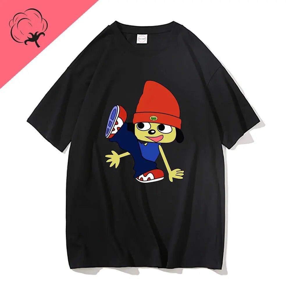 Parappa The Rapper Tshirt Unisex WoUnisex Nero Moda Hip Hop Oversized Tee Manica Corta Unisex T-shirt Divertenti WoUnisex T Shirts