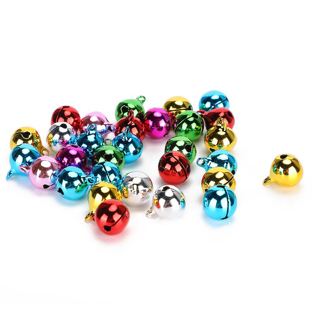 50Pcs Small Metal Bell Colourful Paint Christmas Jingle Bells Key Pendant Party DIY Beads