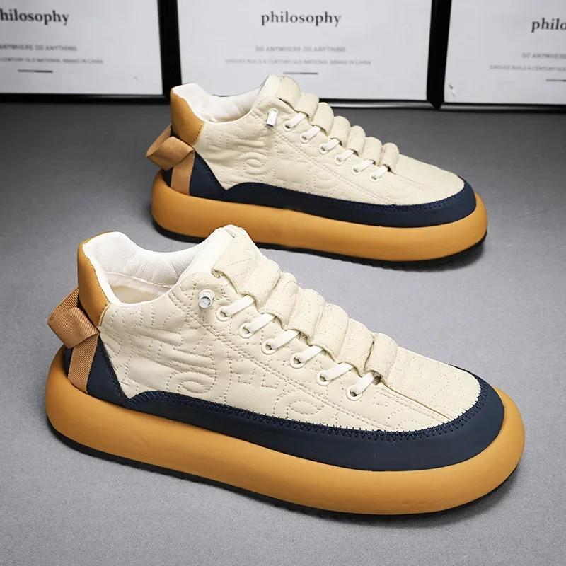 Sneaker Schuhe Herren Vulkanisiert Tennis Sport PU Slip-On Mix Farbe Skateboarding Laufschuhe Freizeitschuh für Herren
