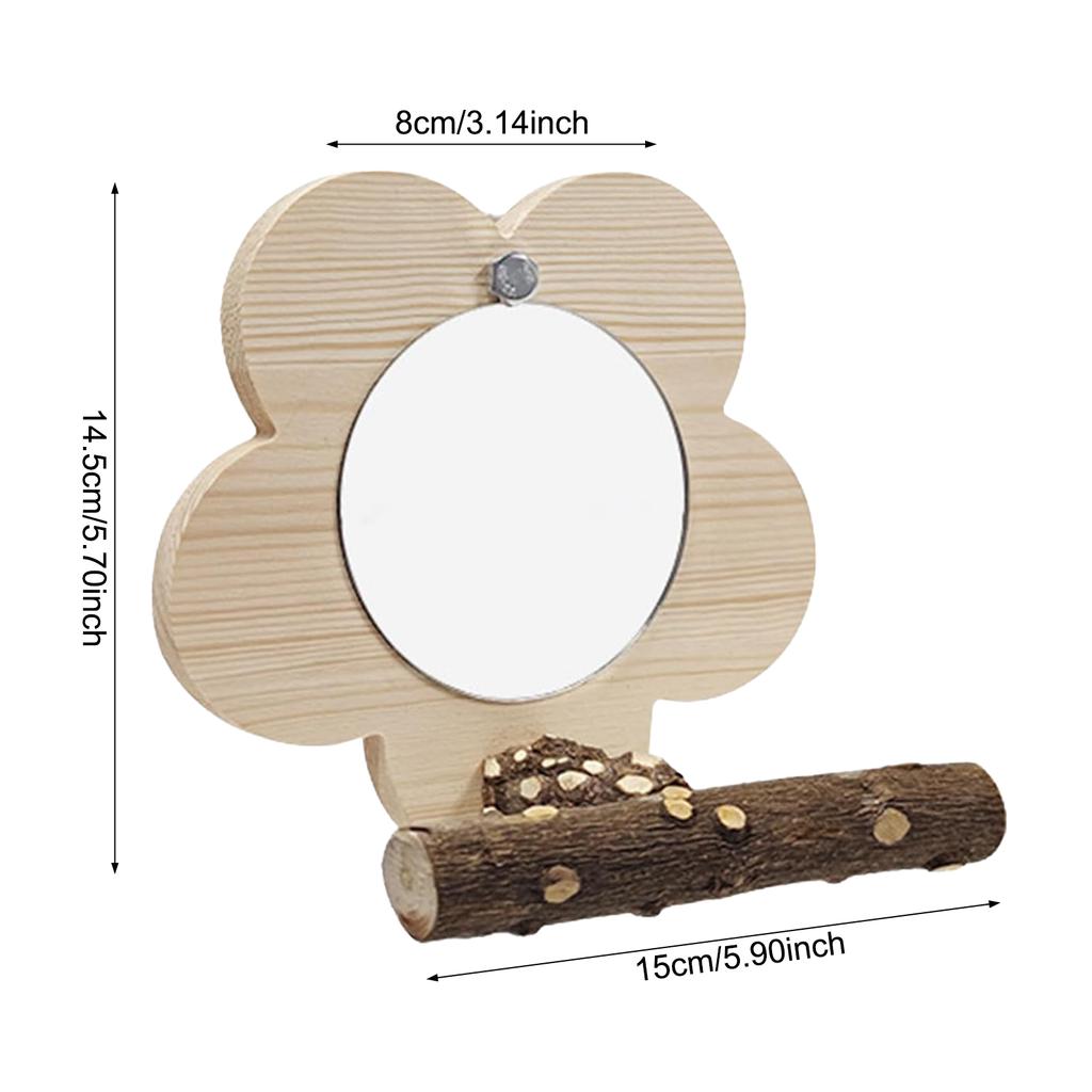 Flower Bird Cage Perch Mirror Bird Cage Hanging Perch Toys with Mirror for Cockatiels Parakeet Small Birds