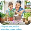 Chunful 176 Pcs Garden Stakes Fairy Wand Garden Stakes with Crystal Stopper Top Beaded Round Glass Bead Antique Silver Bail Beads with Pendant Silver