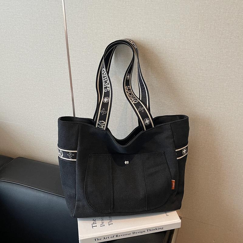 Autumn And Winter Large-Capacity Canvas Bag Women'S Fashion Versatile Commuter Bag Going Out Leisure Shoulder Tote Bag