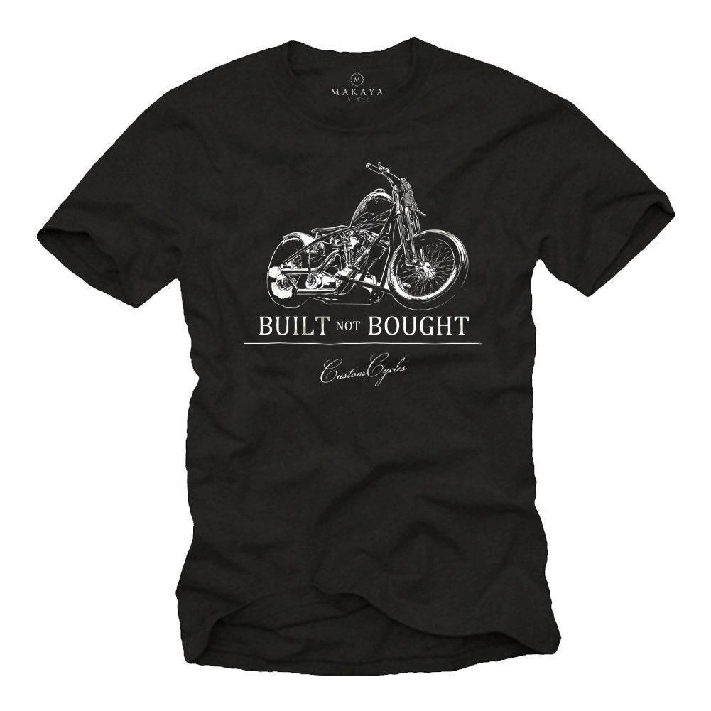 Mens Motorcycle T-Shirt Vintage Print Tee Shirt black S-XXXXXL