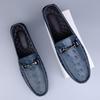 Crocodile Pattern Mens Leisure Walk Shoes Loafers Genuine Leather Casual Shoes Handmade Moccasins Men Comfortable Driving Shoes