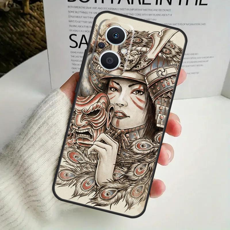 Japanese Samurai Warrior Case For OPPO Reno 12F 13F 14F 10 11 12 13 14 Pro 8T 7 8 Lite OPPO Find X6 X5 X8 X9 Pro Cover