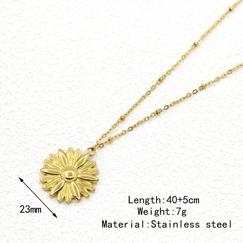 Gold-Plated Stainless Steel Women s Sun Pendant Necklace
