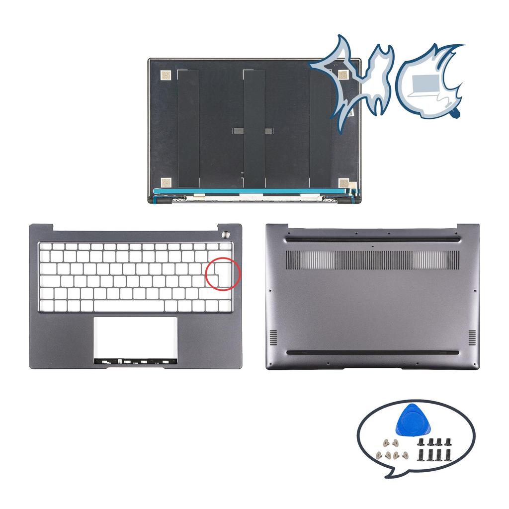 Parts For MateBook 14 KLVL KLVL-WFE9 KLVL-WFH9 2020 14inch LCD Back Cover Palmrest Bottom Case Repair Gray