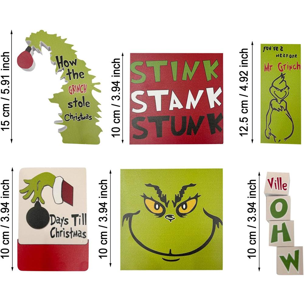6PCS Christmas Tiered Tray Decor Wooden Signs Wood for Xmas Kitchen Decor