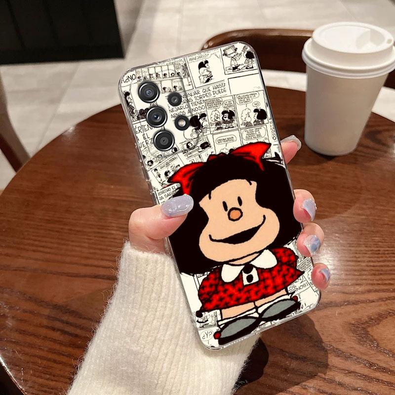Clear Case For Samsung Galaxy A57 A37 A56 5G A36 Cases A55 A54 A35 A26 A07 A17 A16 A06 A34 A15 Soft Cover Mafalda Cartoon Girl